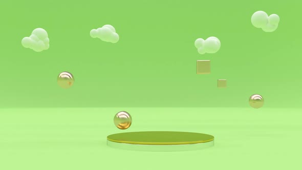 3d Podium Green Minimal Stage Stylish Minimalistic Design Footage alt