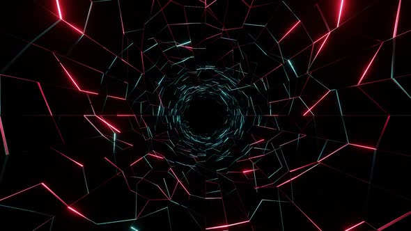 HD Flight in abstract sci-fi tunnel seamless loop. Futuristic motion graphics, high te