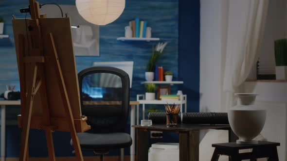 Nobody in Creativity Studio with Artistic Drawings alt