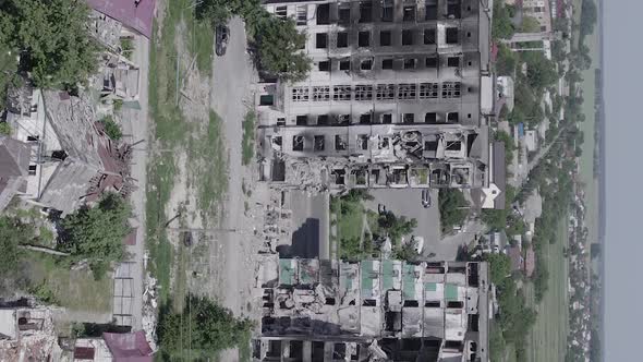 Vertical Video of a Bombed House in Borodyanka Ukraine alt