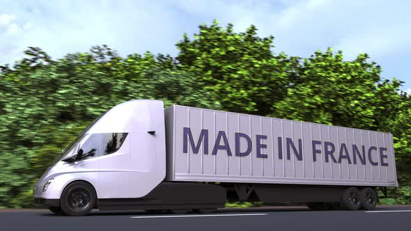 Modern Semitrailer Truck with MADE IN FRANCE Text on the Side alt