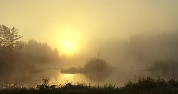 Unrecognizable Man Fishing in Lake at Dawn