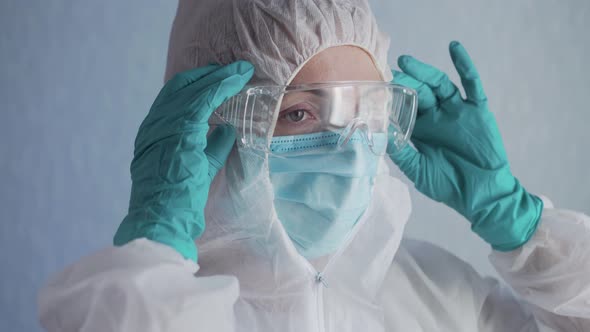 Nurse Takes Off Safety Glasses alt