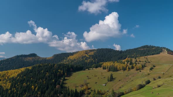 Moving Clouds Over the Mountain Peak. Carpathian Mountain alt