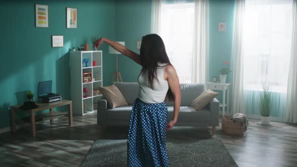 Active and Energetic Woman Is Dancing