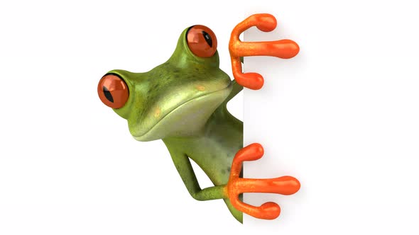 Fun frog with a blank sign - 4K Animation, Motion Graphics | VideoHive