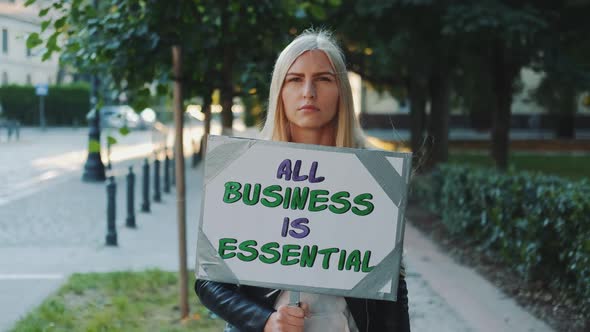 Young Woman Supporting Business in Protest Movement alt