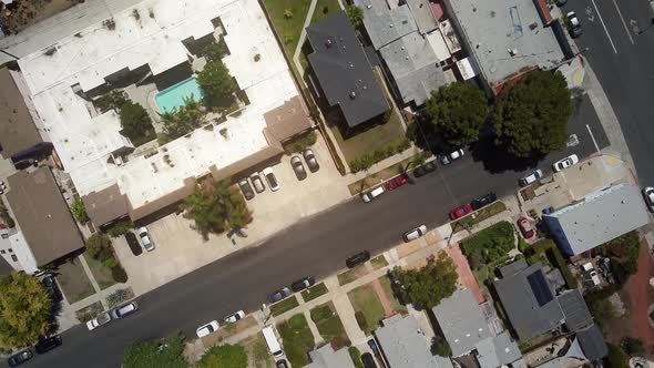 Top-down aerial view of the University Heights neighborhood in San Diego, California, USA. alt
