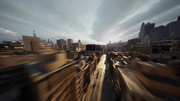 Aerial Hyperlapse View Above Traffic of Big City alt