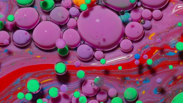 Bubbles Float in Liquid Paint Mixing Ink Oil and Milk Abstract Multicolor Hypnotic Painting alt