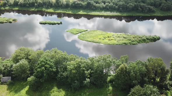 Islands On The River Western Dvina. Sun Reflection alt