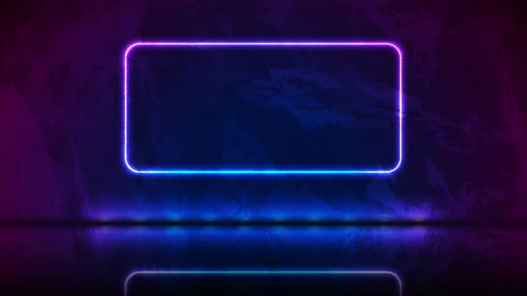 Neon Frame On Blue Violet Grunge Wall