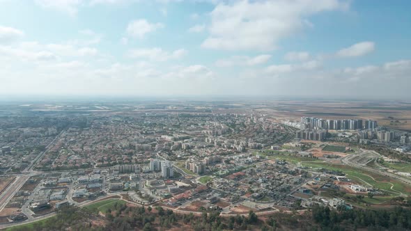 new neighborhood's buildings with lake at new southern district city at the state of israel named by alt