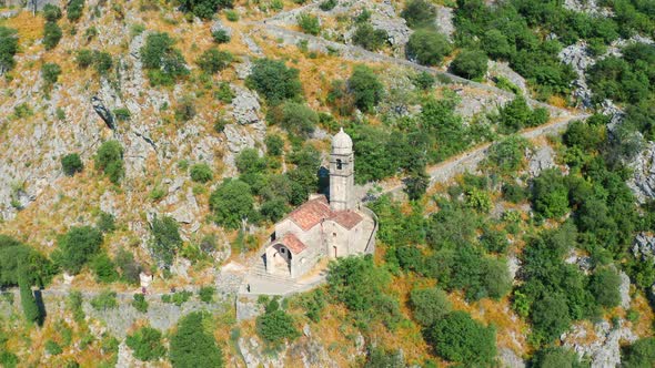 Church of Our Lady of Remedy on the Rocky Mountains in Kotor Montenegro alt