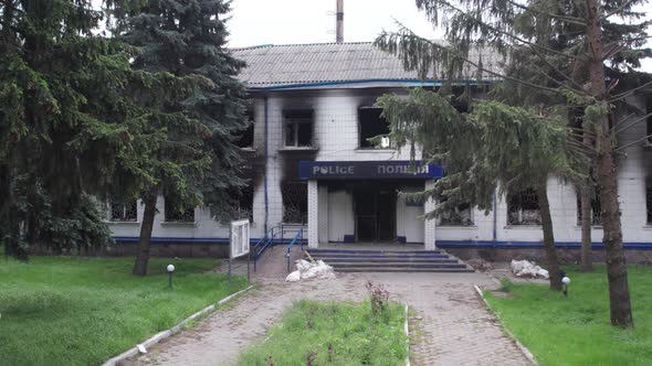 War in Ukraine  Destroyed Police Station in Borodyanka alt