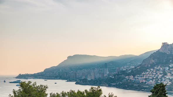 Cityscape Timelapse of Monte Carlo Monaco During Summer Sunset alt