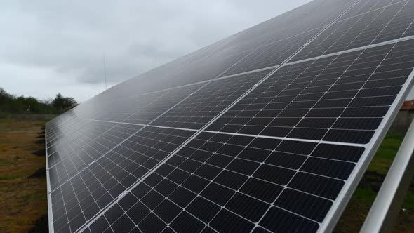 Solar power plant in cloudy day