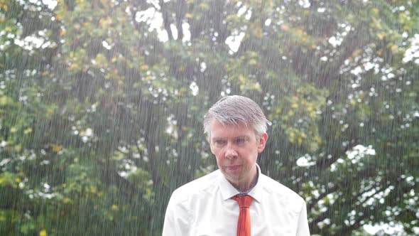 Businessman in the Rain