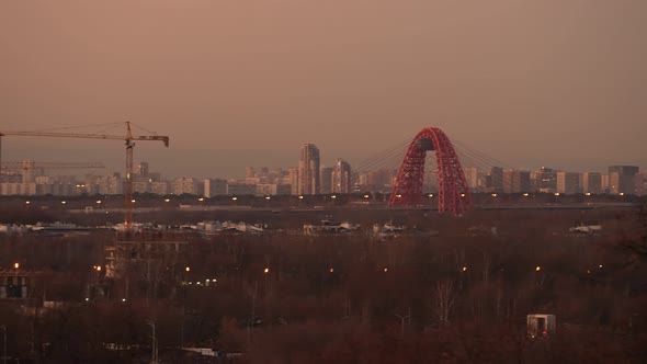 Panorama of the Evening City of Moscow