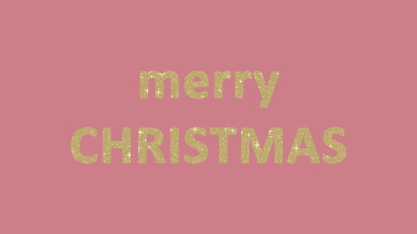 Animation of the Christmas inscription in glittery letters on a background of calm pink.