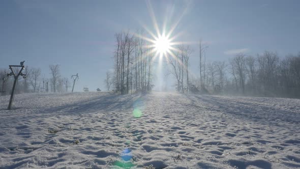 Modern ski complex and ropeway above town of Zajecar in Eastern Serbia 4K 3840X2160 UHD video - Wint alt