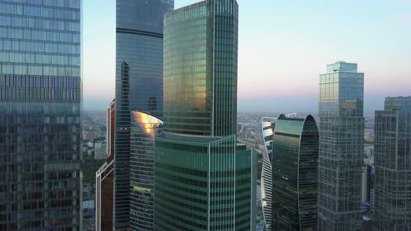 Modern Office Skyscrapers in City Business Centre, Aerial alt