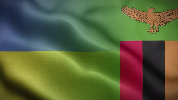 Ukraine Zambia Flag Loop Background 4K