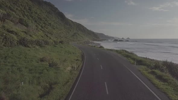 Scenic coastal road in New Zealand