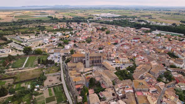 Drone Flight Over Castello D'Empuries Town alt