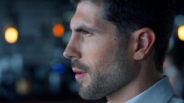 Portrait Director Drinking Whiskey at Bar alt