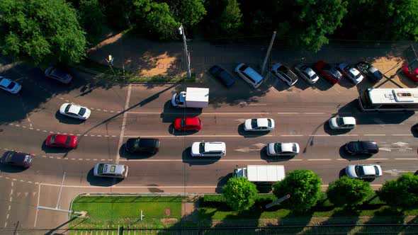 Transport Aerials  Top Down View of Freeway Busy City Rush Hour Heavy Traffic Jam Highway alt