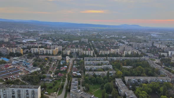 Aerial View of Panorama View on the Roof City Uzhgorod Ukraine alt