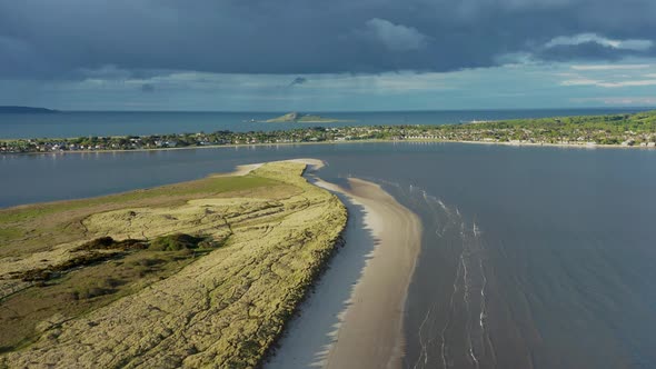 Irish beach at golden hour. alt