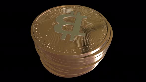 Stack of Bitcoins rotates