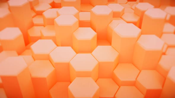 Puffy Orange Perspective Hexagon Background