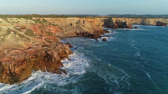 Aerial View on Atlantic Coast with Rock and Waves alt