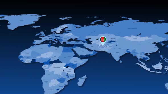 Afghanistan Flag Icon Gps Location Tracking Animation On Earth Map alt