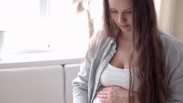 Pregnancy Motherhood People Expectation Concept Happy Pregnant Woman Touching Her Tummy in Bed at alt