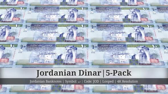 Jordanian Dinar | Jordan Currency - 5 Pack | 4K Resolution | Looped alt