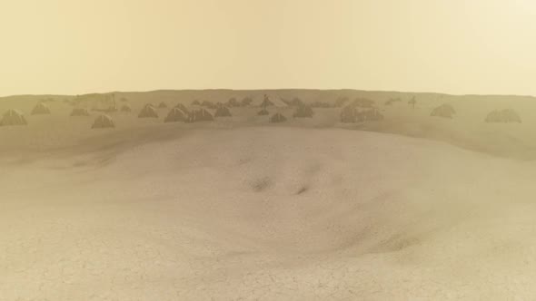 Tent Camp of a Bedouin Tribe in a Hot Desert  alt