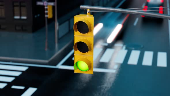 Traffic light switches colours. Intersection. Traffic signals on the crossroad. alt