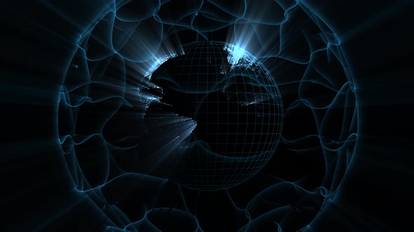 digital globe presented as hologram radiating light effect alt