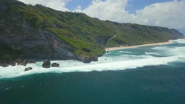 Drone view over Ocean Coastline tropical beach nature