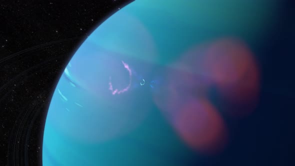 Flyby Around The Uranus Planet In Space