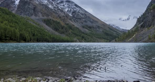 Mountain Lake Timelapse at the Summer or Autumn Time alt