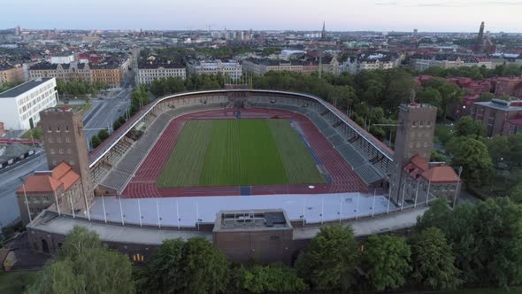 Aerial View of Stockholm Olympic Stadium