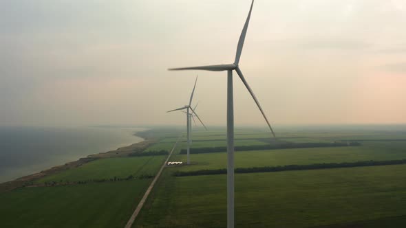 Industry Energy Windmill Electricity Power Wind Sky Water Sea Field alt