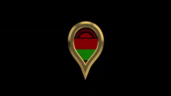 Malawi 3D Rotating Location Gold Pin Icon alt
