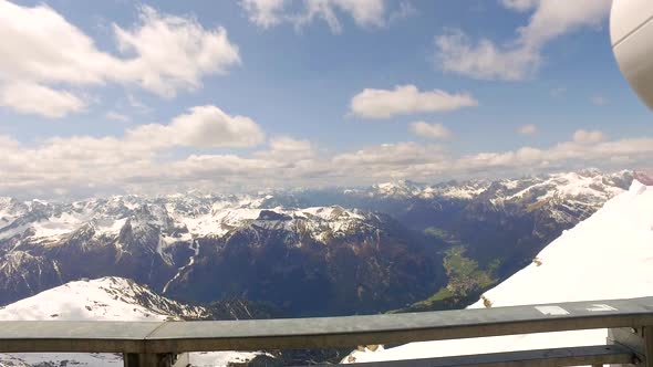 View of the valley from the summit of Sass Pordoi in the Dolomites alt
