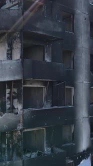 Vertical Video of a Destroyed Building in Borodyanka Ukraine alt